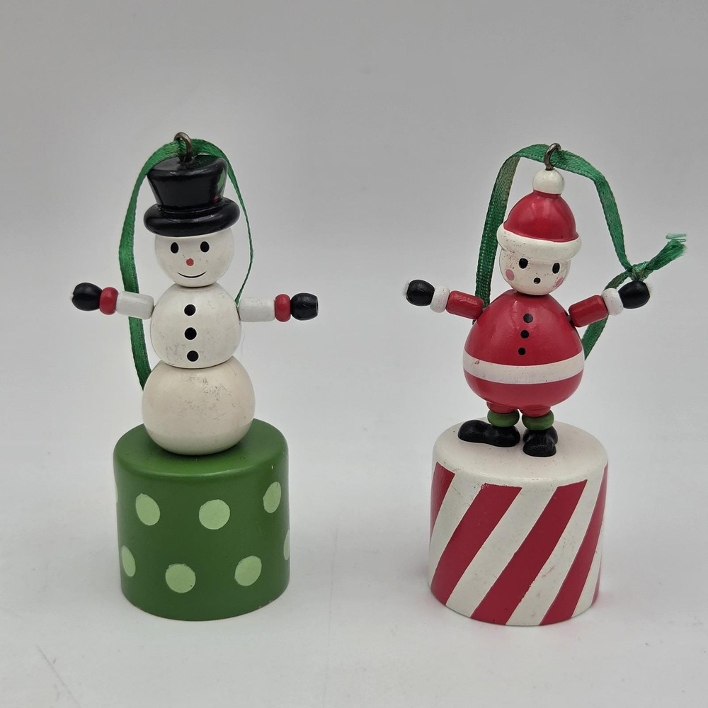 Vintage Lot of 2 Christmas Push Bottom Collapsible Santa Clouse Ornament